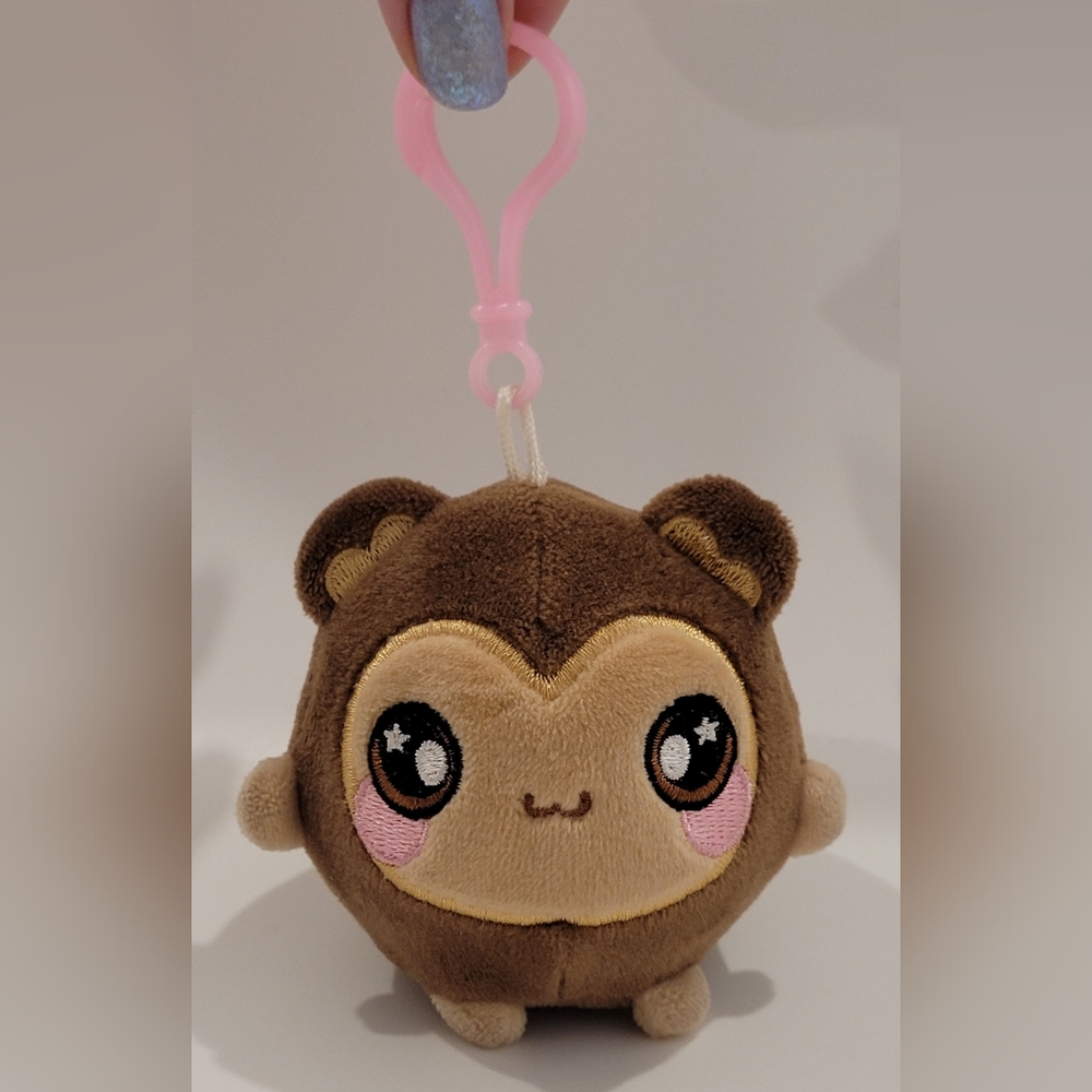 Squeezamals monkey plush keychain